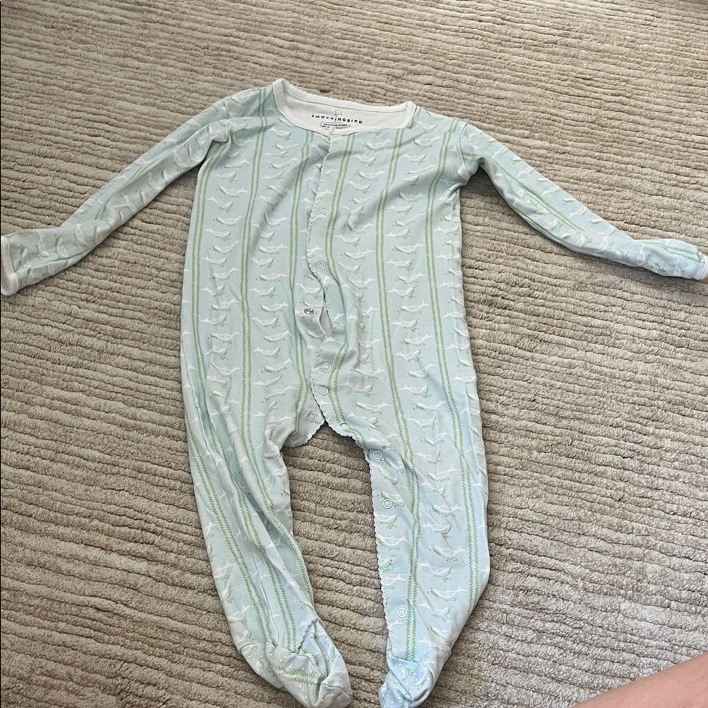 Cozy Dove Print Pima Smockingbird Footed One Piece 3T